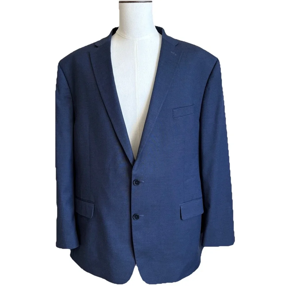 Shaquille O'Neal Blazer XLG 52L Dark Blue Solid Sport Coat Jacket Modern NEW